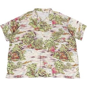 Vintage LL Bean Hawaiian Camp Shirt Mens XXL Scenic Tropical Retro Rayon Loud